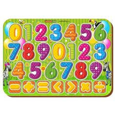 Рамка-вкладыш Woodland Изучаем цифры с примерами (091204), 28 дет. зеленый