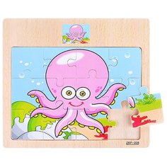 Пазл деревянный Щепочка малый "Осьминог" рамка (17x15x0,7см.)