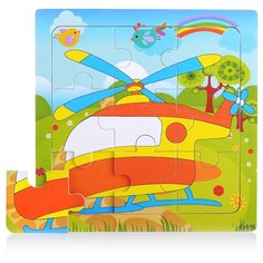 Пазл-вкладыш Щепочка в рамке "Вертолет" (размер памки 15*15см)