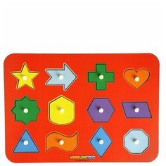 Рамка-вкладыш Woodland Монтессори геометрия (082103), 12 дет. красный