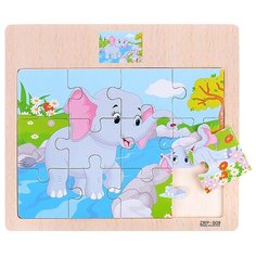 Пазл деревянный Щепочка малый "Слоненок" рамка 17×15 см