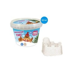 Кинетический песок ДобрБобр снег, белый, 0.5 кг, пластиковый контейнер