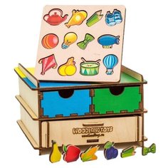 WoodlandToys Обучающий комодик плоский «Съедобное-несъедобное»