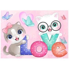 Origami Набор алмазной вышивки Пушистые друзья Милые котята 06101 30 х 40 см