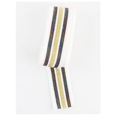 Резинка декоративная 38 мм.(2,2 м.), ETM.4011, IDEAL, золотисто-белый, цветной