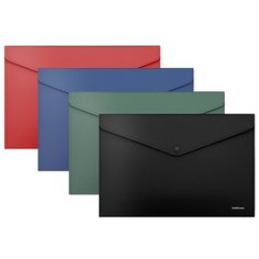 Папка-конверт на кнопке пластиковая ErichKrause Diagonal Classic, непрозрачная, A4, ассорти (в пакете по 12 шт.)