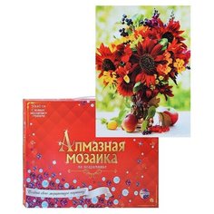 Алмазная мозаика 30х40 "Цветы с ягодами и фруктами" полное зап. c подр. (класс) (32цв) Рыжий кот