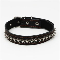 Ошейник кожаный на синтепоне "Ёж", 64 х 3 см, ОШ 40-55 см, чёрный Пижон