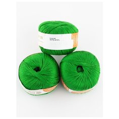 Пряжа "Ажурная" 50г., 280м (3 мотка)., Пехорский текстиль, 480-Яр.зелень Пехорка