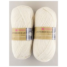 Пряжа "Деревенская" 100г, 250м (2 мотка), ПЕХОРКА, 01-Белый