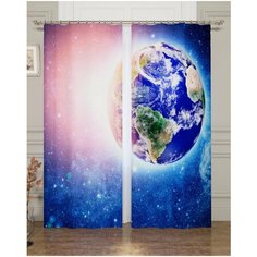 Фотошторы Сирень "Земля в лучах солнца", 145*260 см, 2 шт.