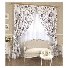 Комплект штор с подхватами 13345, 145*260 см, штора 2 шт, подхват 2 шт. Сирень