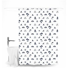 Шторка для ванной "Ныряющие дельфины", 145х180 см Сирень