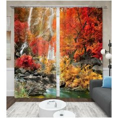 Фотошторы Сирень "Красные деревья" 150*260 2 шт. Шелковистые