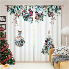 Фотошторы Сирень "Зимняя история" ,145*260 см, 2 шт