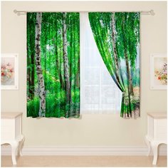 Фотошторы Сирень "Березовая аллея", 145*160 2 шт.