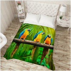 Покрывало стеганое Сирень "Попугаи", Евро