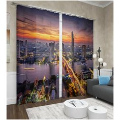 Фотошторы "Контраст цветов города" Сирень