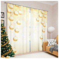 Фотошторы Сирень Золото праздника на ленте 260 см желтый