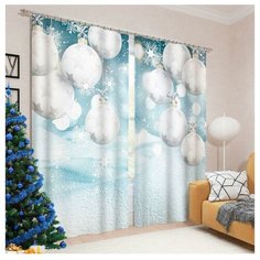 Фотошторы Сирень Рождественская вьюга (ФШГБ001-16072) на ленте 260 см голубой