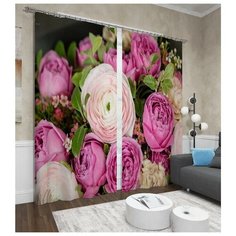 Фотошторы Сирень Нежные пионы (ФШГБ001-13584) на ленте 260 см розовый
