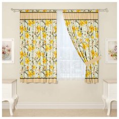Комплект штор для кухни 18208, штора 2 шт, подхват 2 шт. Сирень