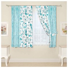 Комплект штор для кухни 13394, штора 2 шт, подхват 2 шт. Сирень