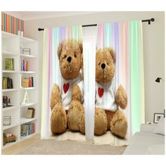 Фотошторы "Мишки", 145*260 2шт Сирень