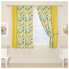 Комплект штор для кухни 15647, штора 2 шт, подхват 2 шт. Сирень