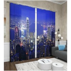 Фотошторы "Неоновый мегаполис" Сирень