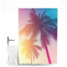 Шторка для ванной "Волшебные пальмы", 145х180 см Сирень