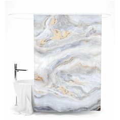Шторка для ванной "Мраморные разводы", 145х180 см Сирень