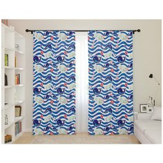 Шторы для детской "Бумажные кораблики", 145*260 2шт Сирень