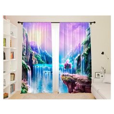 Фотошторы для детской "Волшебный водопад", 145*260 2шт Сирень