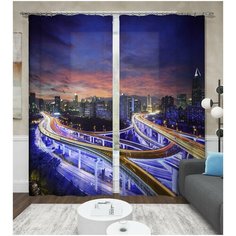 Фотошторы Сирень "Свет магистрали", 145*260 см, 2 шт.