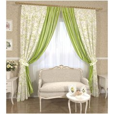 Комплект штор с подхватами, 145*260 см, штора 2 шт, подхват 2 шт. Сирень