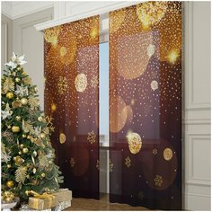 Фототюль Сирень "Золотое конфетти", 145*260 2 шт.