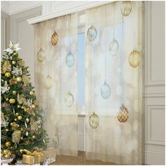 Фототюль Сирень "Новогодний винтаж", 145*260 2 шт.