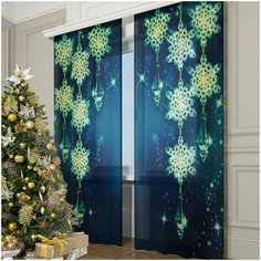 Фототюль Сирень "Блестящие снежинки", 145*260 2 шт.