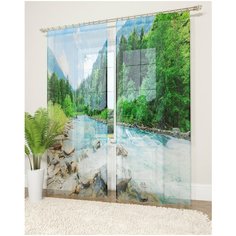 Фототюль Сирень "Пороги и перекаты", 145*260 см, 2 шт.