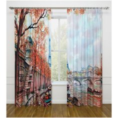 Фотошторы Сирень Париж (сатен), 145*260 см, 2 шт.