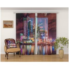 Фототюль Сирень "Бизнес район", 145*260 2 шт.