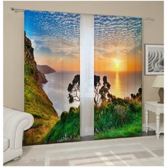 Фотошторы Сирень "Закат на озере", 145*260 см, 2 шт.