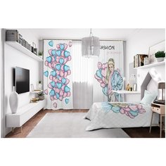 Фотошторы Сирень габардин 145*260 см (комплект - 2 шт.)