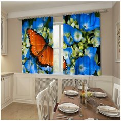 Фотошторы "Бабочка в цветах", 145*160 см, 2 шт. Сирень