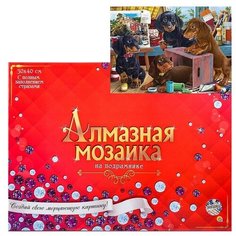 Алмазная мозаика 30х40 "Игривые таксы" с подр., с полн. заполн. (31цв.) (класс.) Рыжий кот