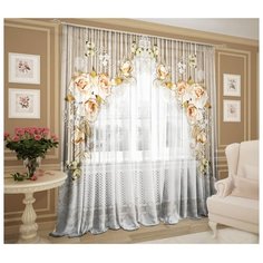 Тюль ТамиТекс Беатрис, 147*267+/-3 см, 2 шт, шифон, полиэстер