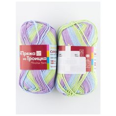 Пряжа "Сакура" 100г, 180м (2 мотка), ПРЯЖА ИЗ ТРОИЦКА, 7240 принт Троицкая камвольная фабрика