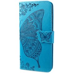 Чехол портмоне подставка для Xiaomi Poco M3 с декоративным тиснением на магнитной защелке синий 100gadgets