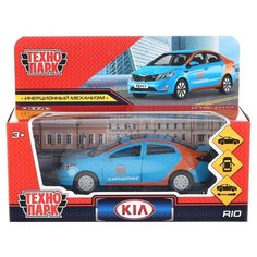 Машина Технопарк металл, Kia Rio, каршеринг, 12 см, открываются двери и багажник, инерция, в коробке (RIO-12DEL-BU)